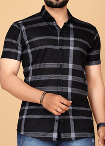 sti Men Checkered Casual Black Shirt