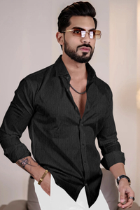 VELLOSTA Men Self Design Casual Black Shirt - Image 4