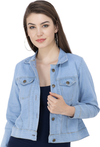 MONTREZ 3/4th Sleeve Washed Women Denim Jacket