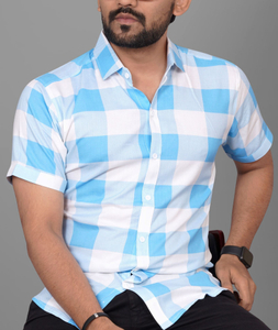 METRONAUT Men Checkered Casual Blue Shirt