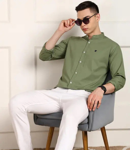 FUBAR Men Solid Casual Light Green Shirt