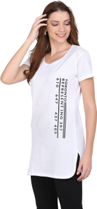Clothina Typography Women Round Neck White T-Shirt